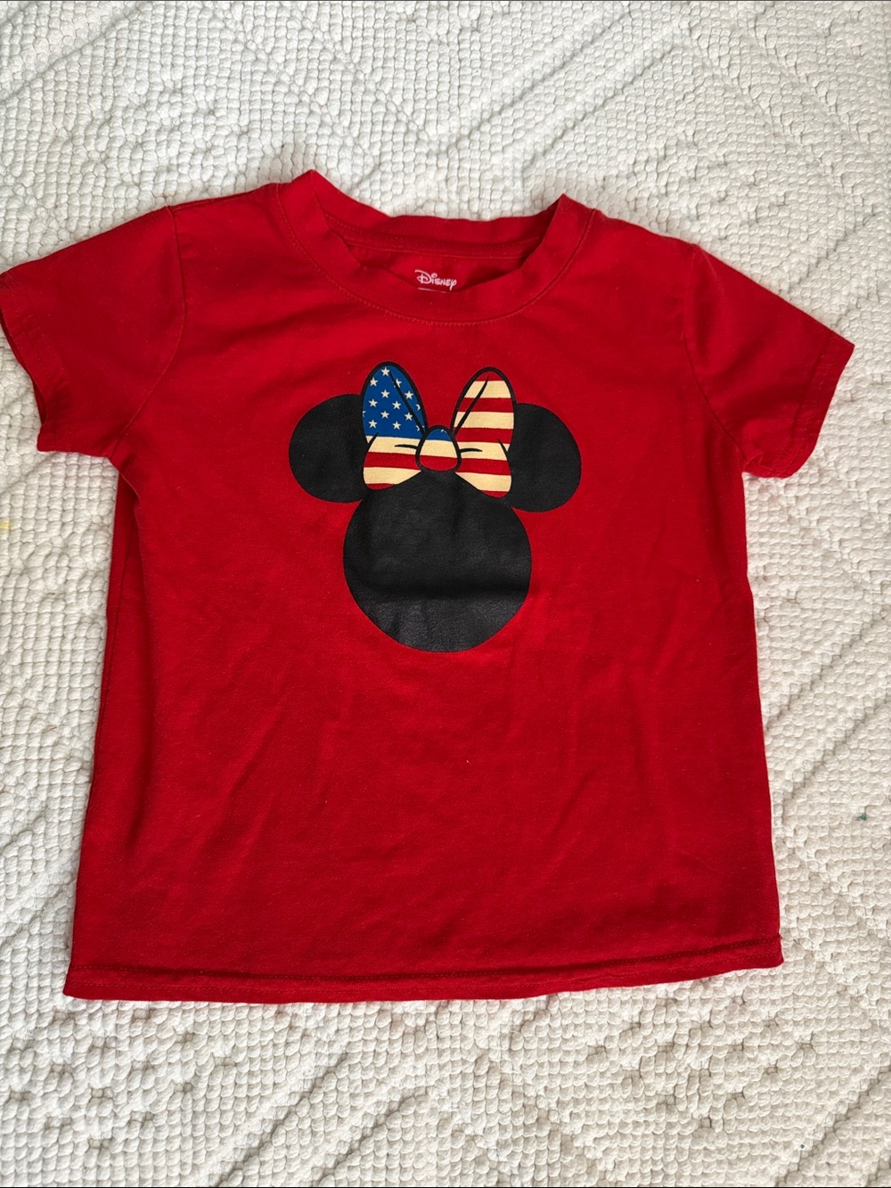 Disney Red Minnie Mouse Tee with Stars & Stripes Bow - 3T
